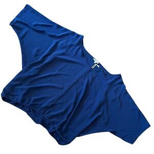 NWT Naked Zebra Navy Blue Sheer Lined Blouse Size L